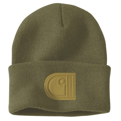 Carhartt knit cuffed beanie with patch logo, warm headwear for cold weather, made by Workwear Nation Ltd.