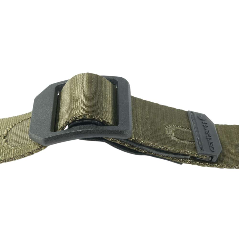 Carhartt nylon webbing ladder lock belt from Workwear Nation Ltd, featuring durable black design and adjustable buckle.