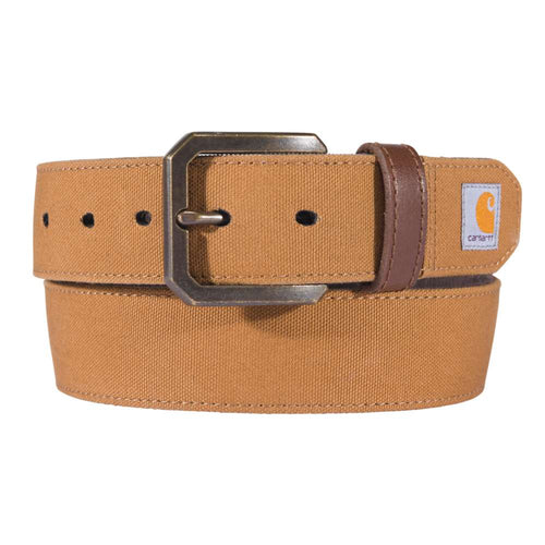 Canvas duck belt from Carhartt, featuring durable construction and a sturdy buckle, designed for workwear and casual wear.