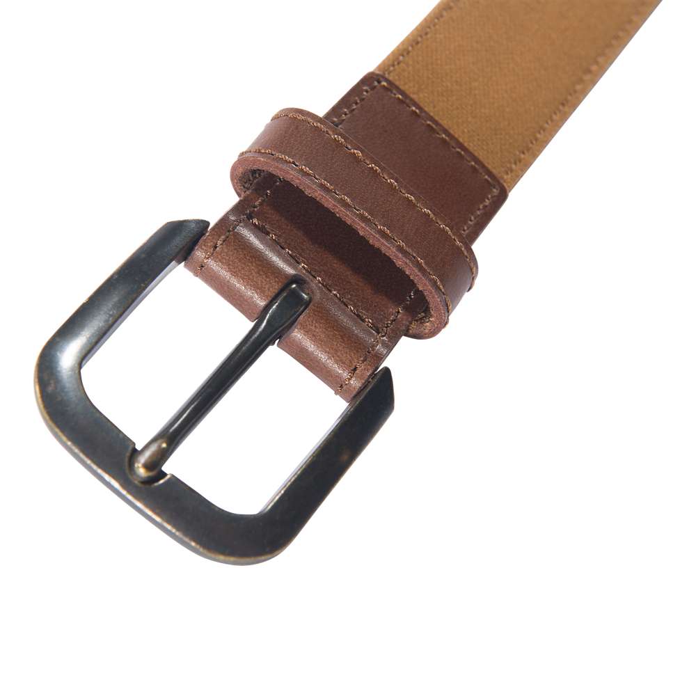 Women's Carhartt canvas duck belt with metal buckle and stitched detailing, designed for durable workwear and casual wear.