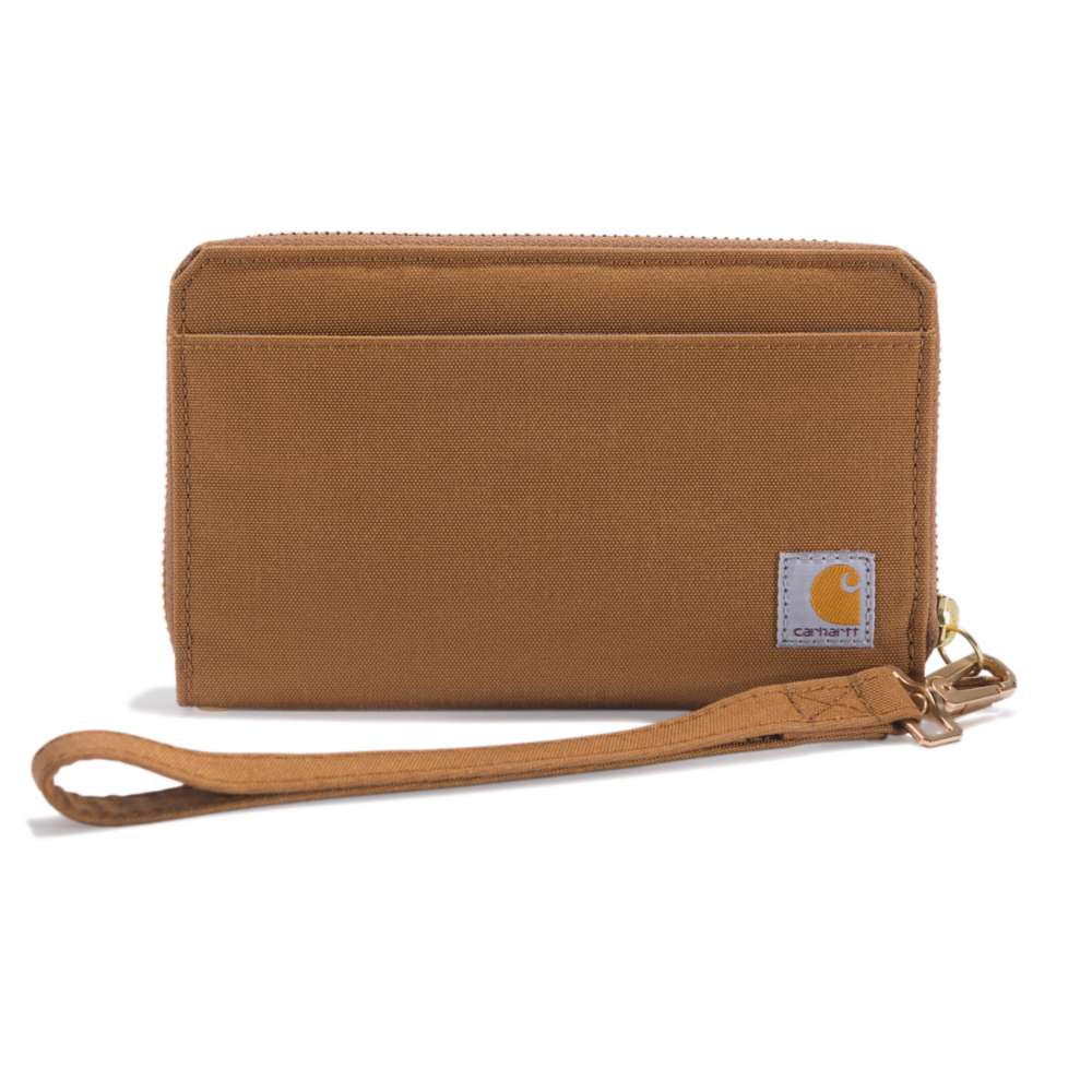 Carhartt nylon duck lay-flat clutch wallet with multiple card slots and secure zipper closure, designed for durability and everyday use.