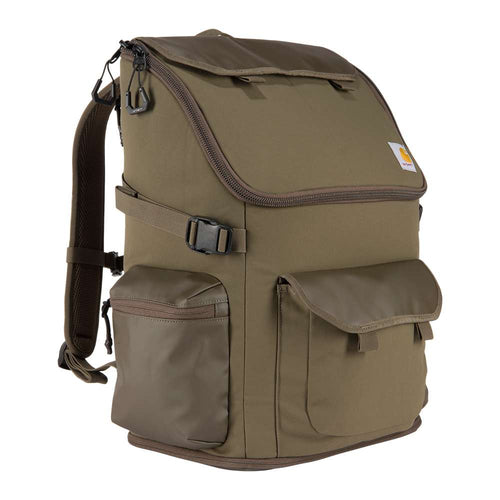 Carhartt 35L nylon workday backpack with multiple compartments and durable straps, designed for daily work or travel needs.
