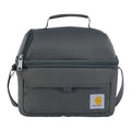 Carhartt 12-can two-compartment lunch cooler with insulated compartments and durable fabric, ideal for worksite use.