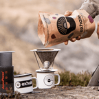 Organic house roast coffee from Exhale Healthy Coffee in a bag, with a rich, dark roasted appearance and natural packaging.