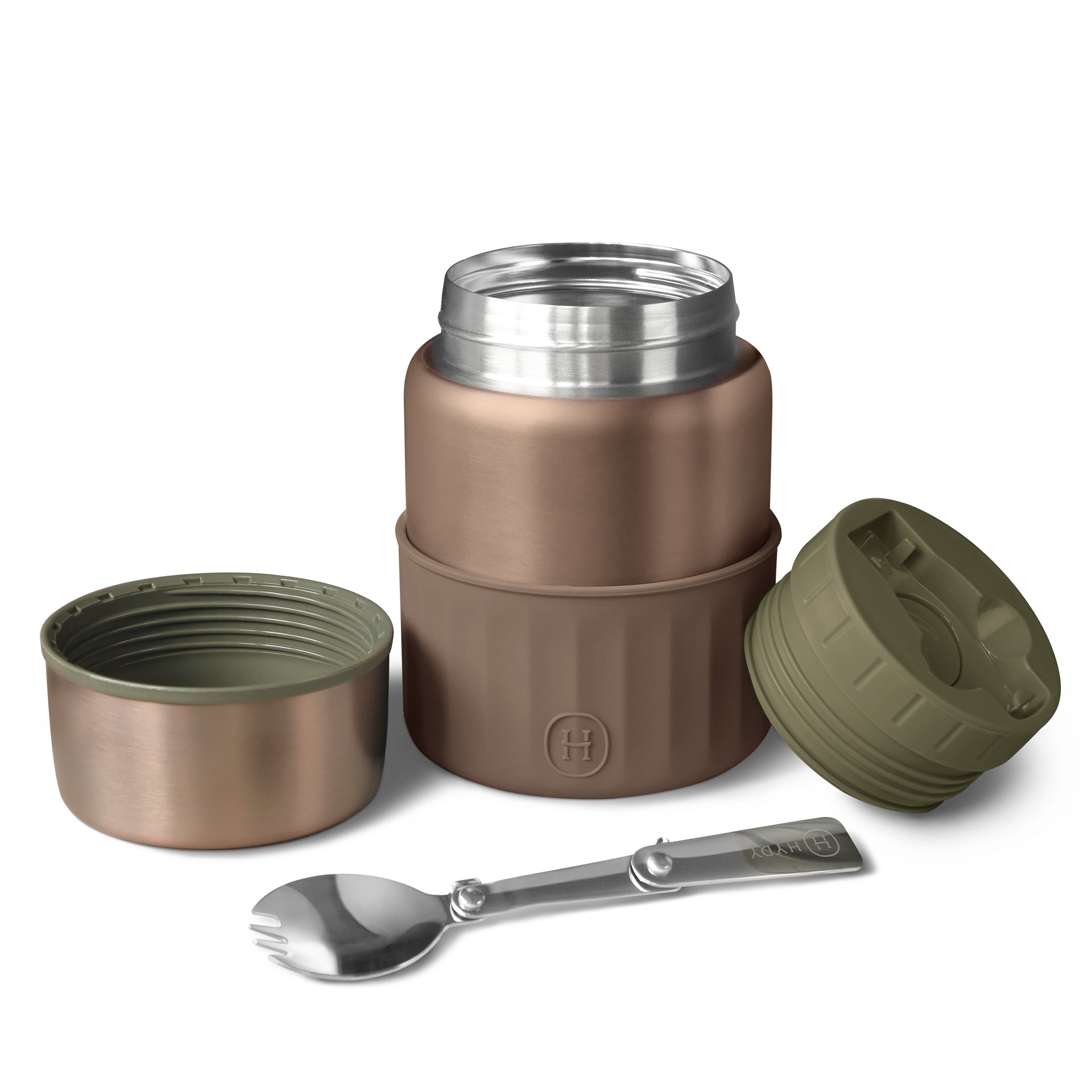 HYDY Metallic Fir Food Jar in Wild design, 20 fl oz, with stainless steel lid and vibrant metallic finish, ideal for snacks and meals.
