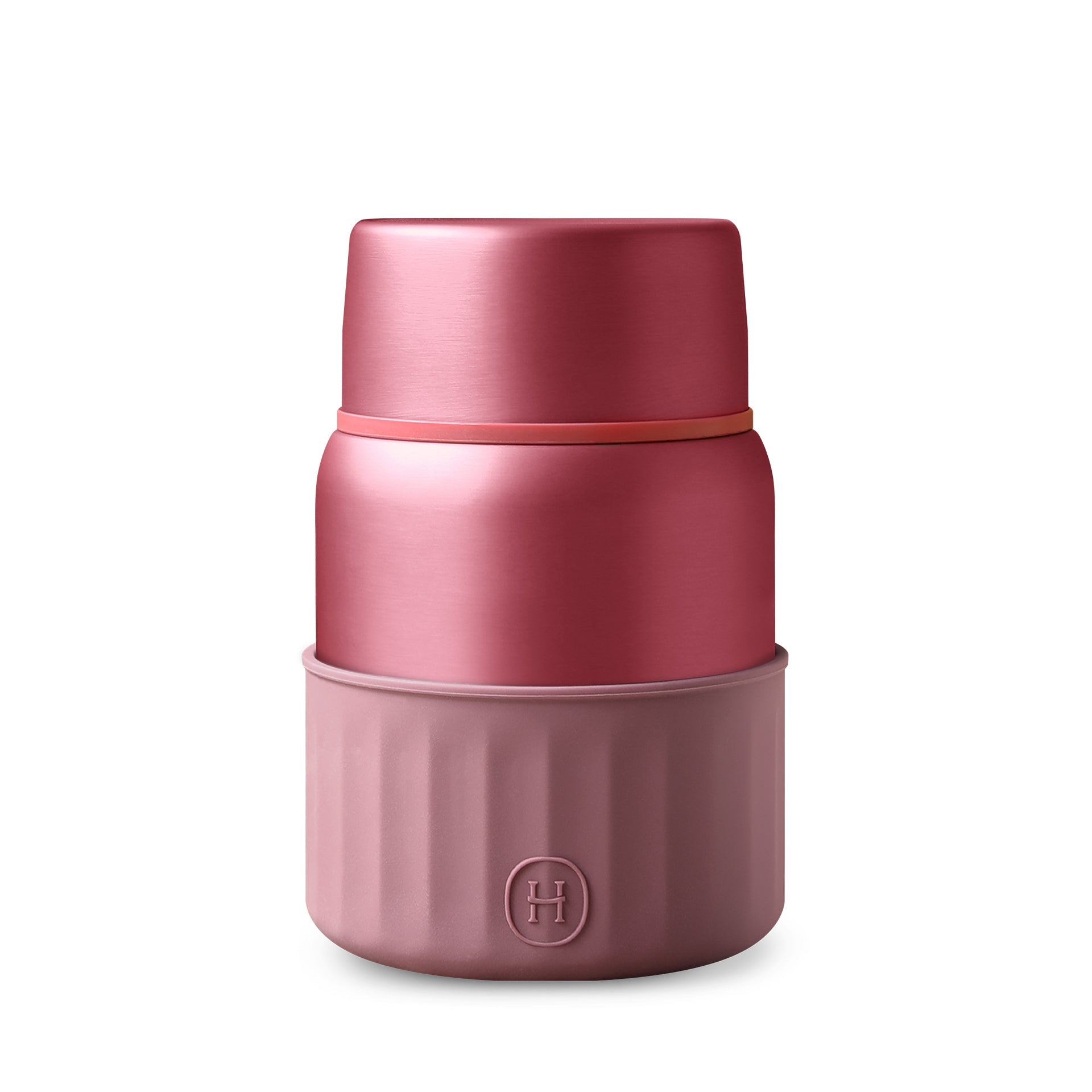 HYDY matte rose gold food jar in dusty rose color, 20 fl oz, with a sleek design and secure lid for keeping food fresh.