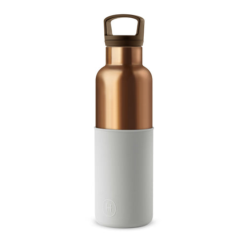HYDY 20 oz bronze gold and cloudy grey bottle with a sleek design, perfect for stylish hydration.