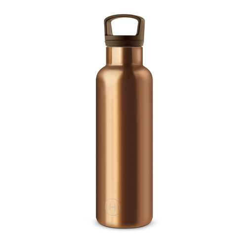 Bronze and gold 20 oz HYDY bottle with a sleek design and metallic finish, ideal for staying hydrated on the go.