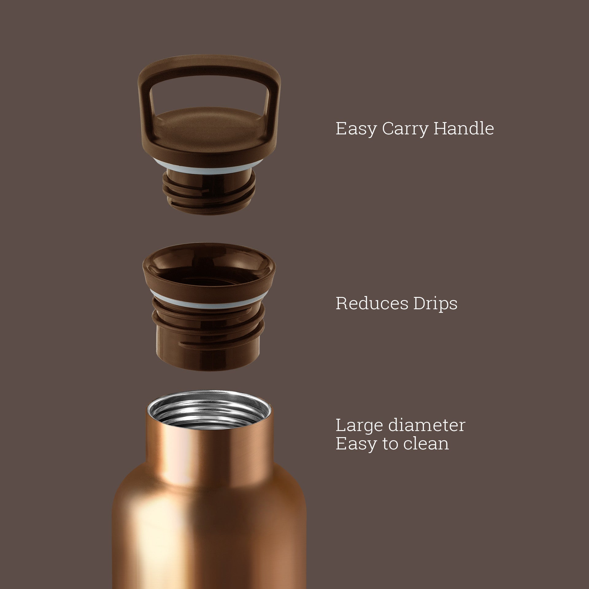 HYDY 20 oz bronze gold bottle with a sleek metallic finish, showcasing a stylish and durable water container.
