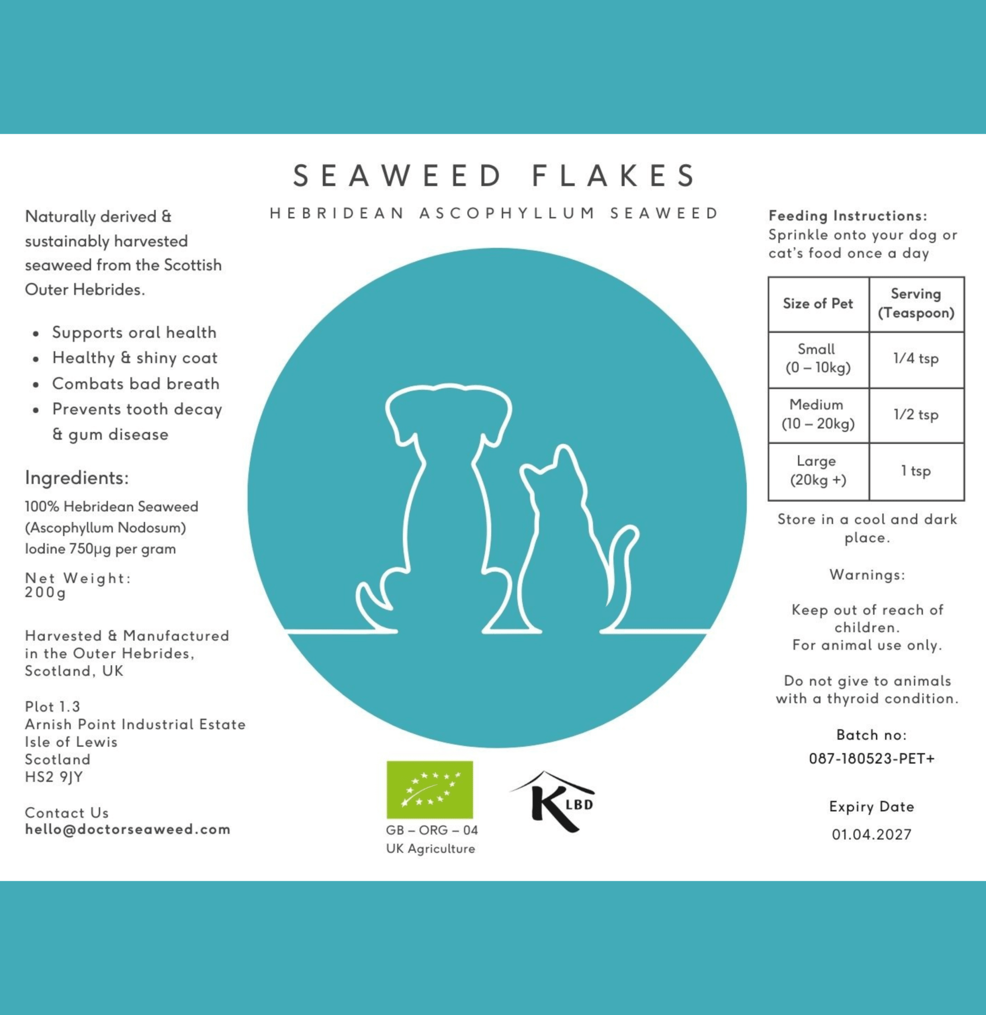 Doctor Seaweed Pet+ GLOWINGSKIN supplement for pets, featuring natural ingredients to promote healthy, glowing skin and coat.