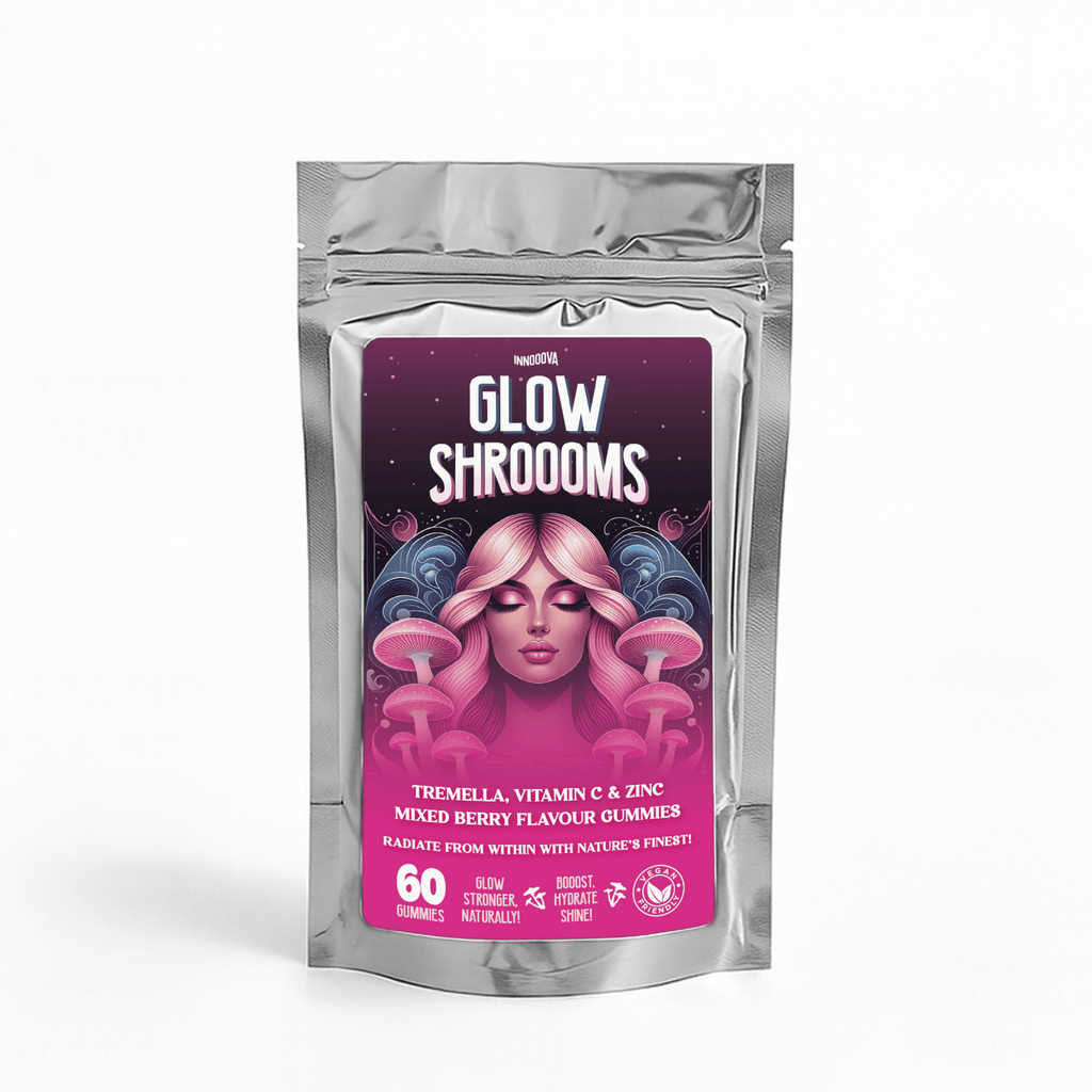 Innooova GlowShroooms pack of colorful silicone grow kits for kids with vibrant, playful mushroom-shaped designs.