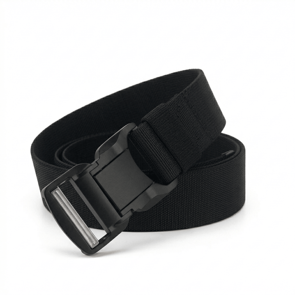 HikeWare™ elastic tactical hiking belt with quick-release buckle, stretch design ideal for outdoor adventures and active wear.