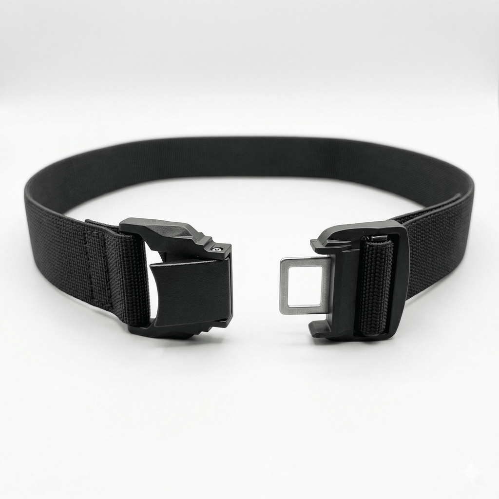 HikeWare™ elastic tactical hiking belt with quick-release buckle and stretch design, suitable for outdoor activities and hiking.