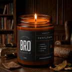 Bro Candle The Gentleman Candle with a sleek black design and label, perfect for adding a refined touch to any space.