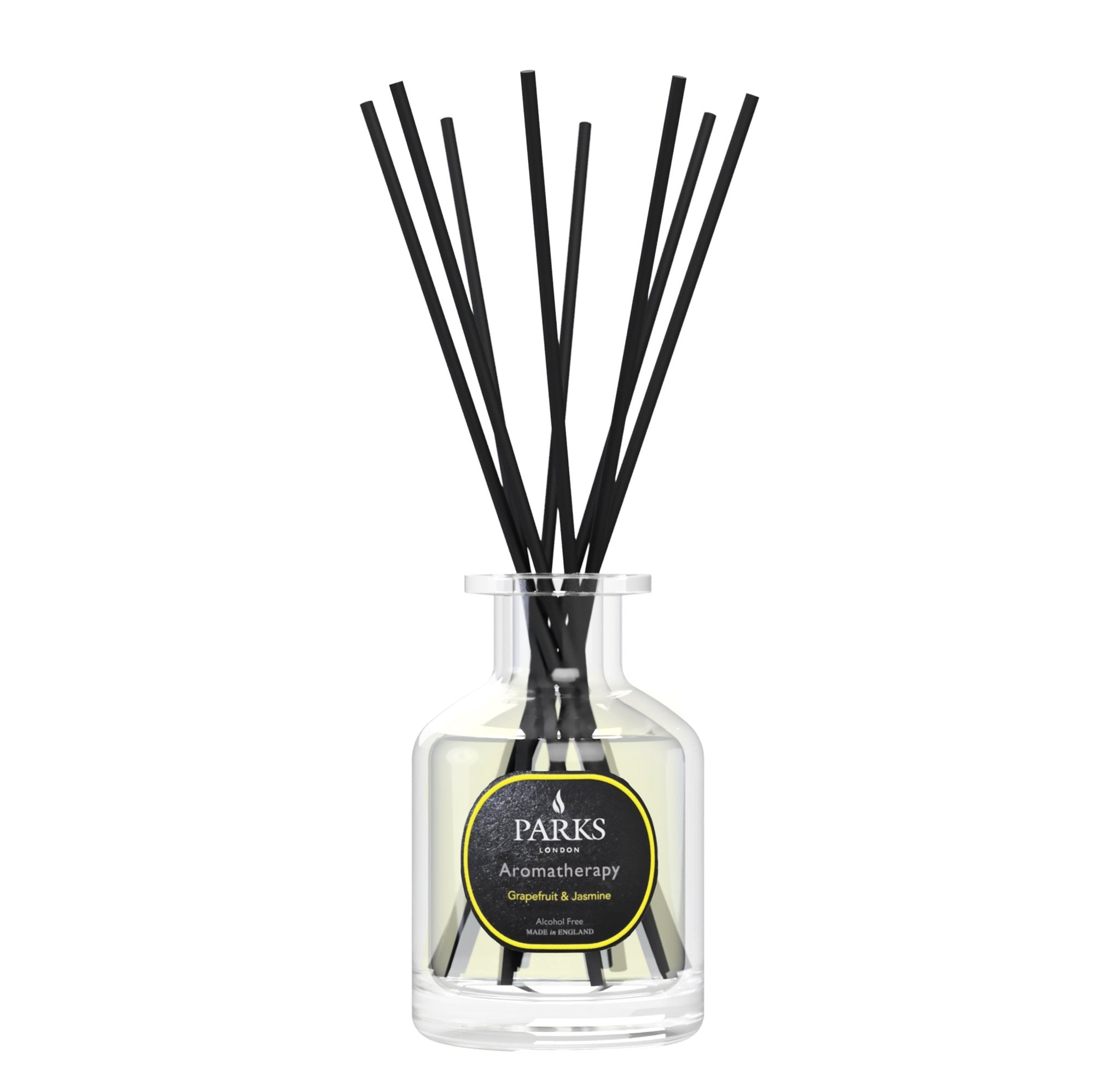 Parks Candles grapefruit and jasmine reed diffuser with 100ml glass bottle and natural reed sticks for home fragrance.