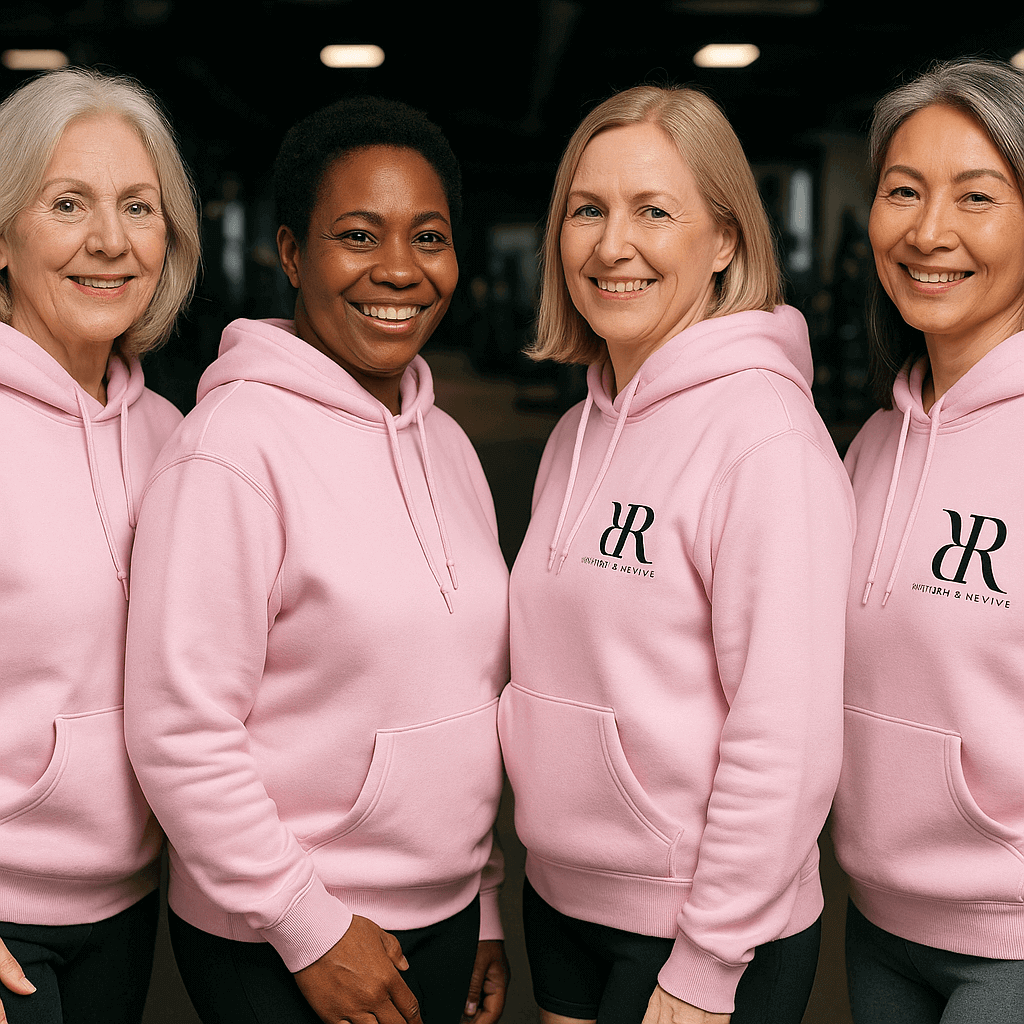 Pink Reform and Revive R&R hoodie with logo, soft and comfy women's sweatshirt, casual loungewear.