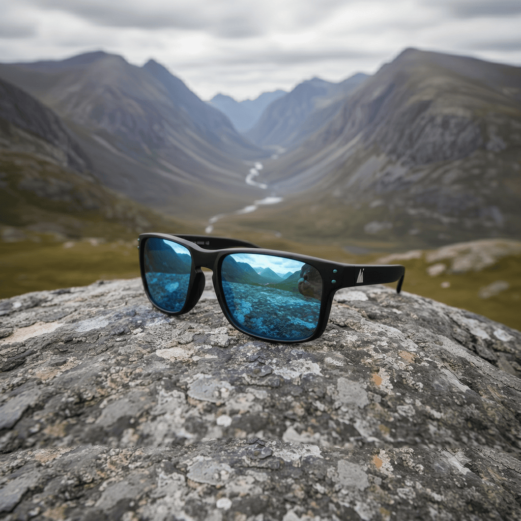 HikeWare UV400 polarized sunglasses with sleek black frames and tinted lenses, designed for outdoor hiking activities.