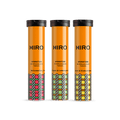 Assorted HIRO electrolyte hydration tablets in multi-flavour triple pack with colorful tablets and packaging.