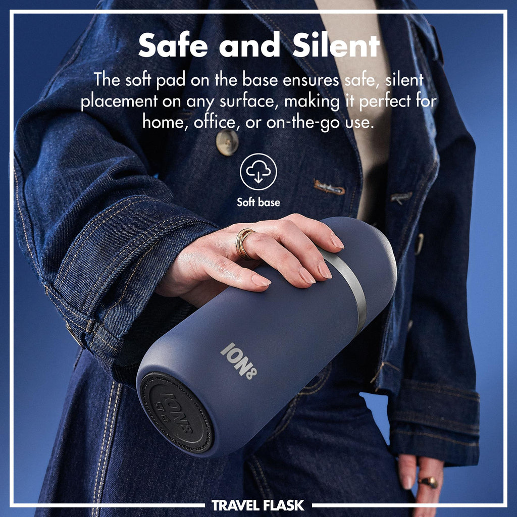Luma vacuum insulated flask and mug set in ash navy, 700ml (24oz) by ION8, featuring a sleek design and durable construction.