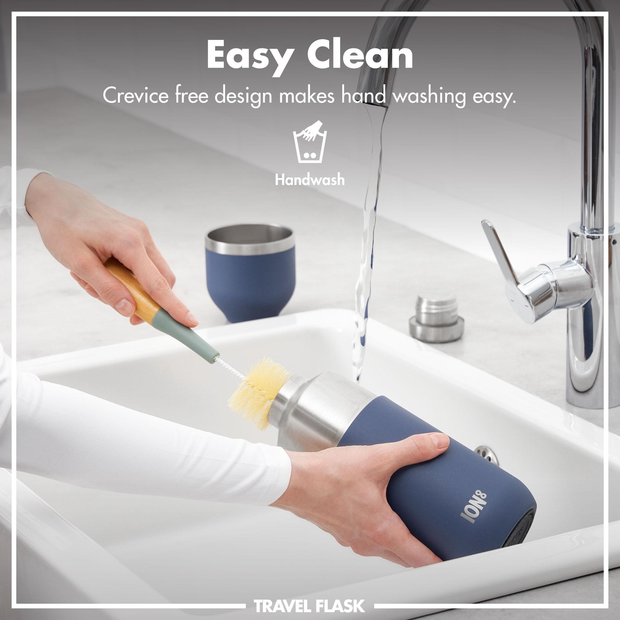 Ion8 Luma vacuum-insulated ash navy flask and mug set, 700ml (24oz), with sleek design and durable stainless steel construction.