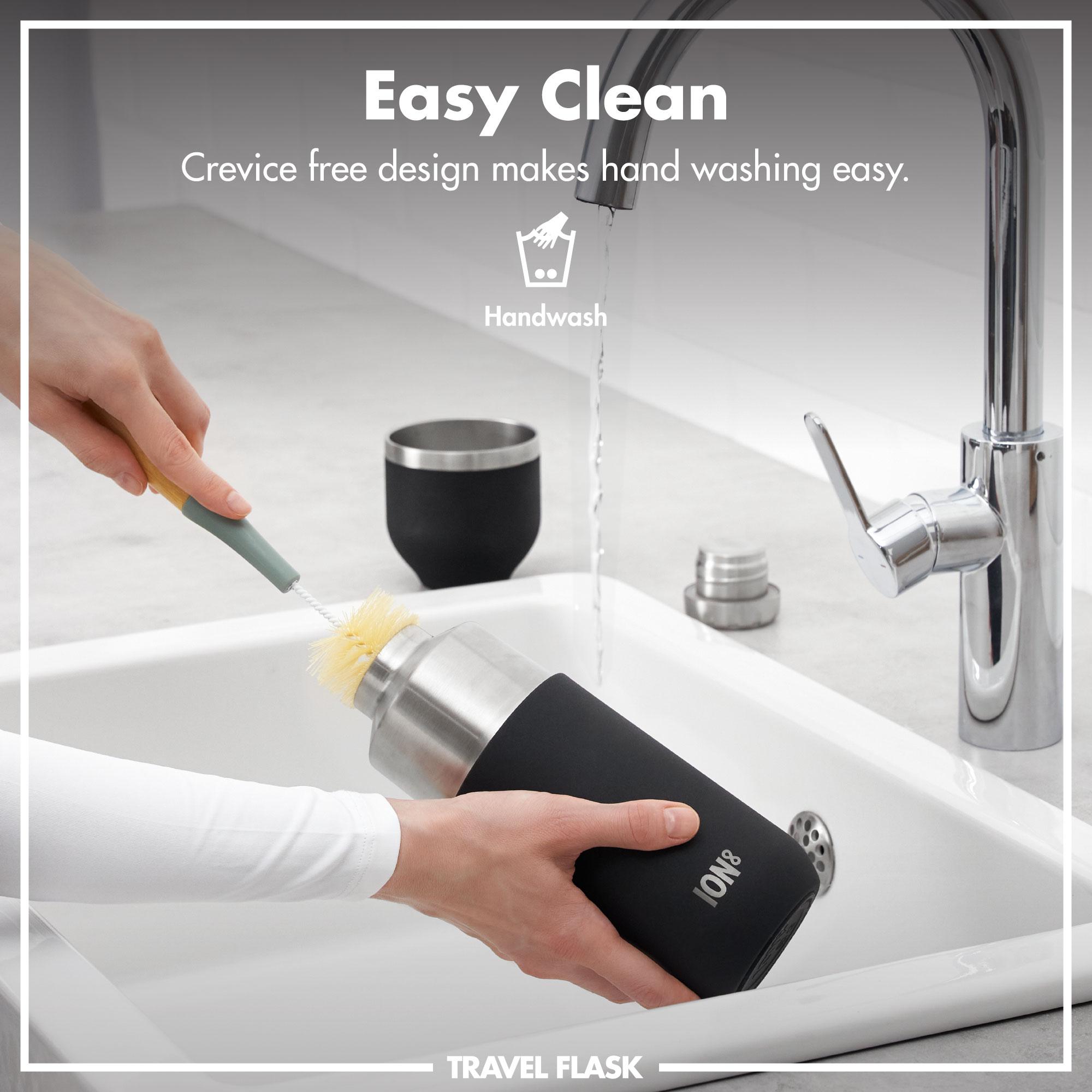 Black Luma vacuum insulated flask and mug by ION8, 700ml (24oz), showing a sleek, durable design for keeping beverages hot or cold.