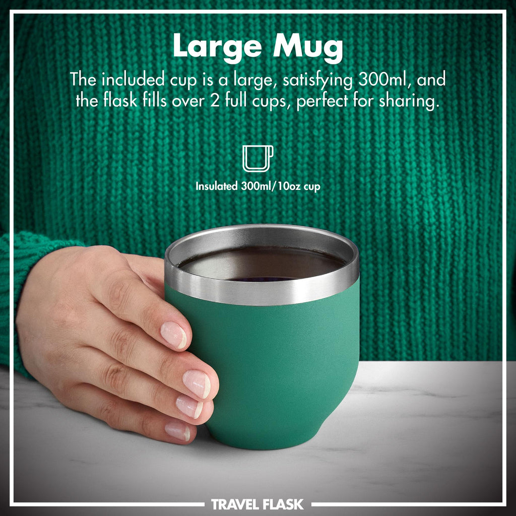 ION8 Luma vacuum-insulated Flask and Mug in green, 700ml (24oz), featuring sleek design and durable stainless steel construction.