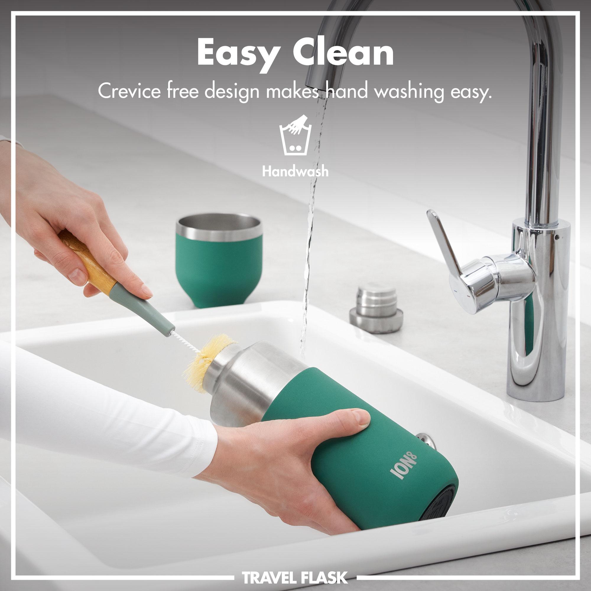 ION8 Luma vacuum insulated green flask and mug set, 700ml (24oz), durable stainless steel drink container with secure lid.
