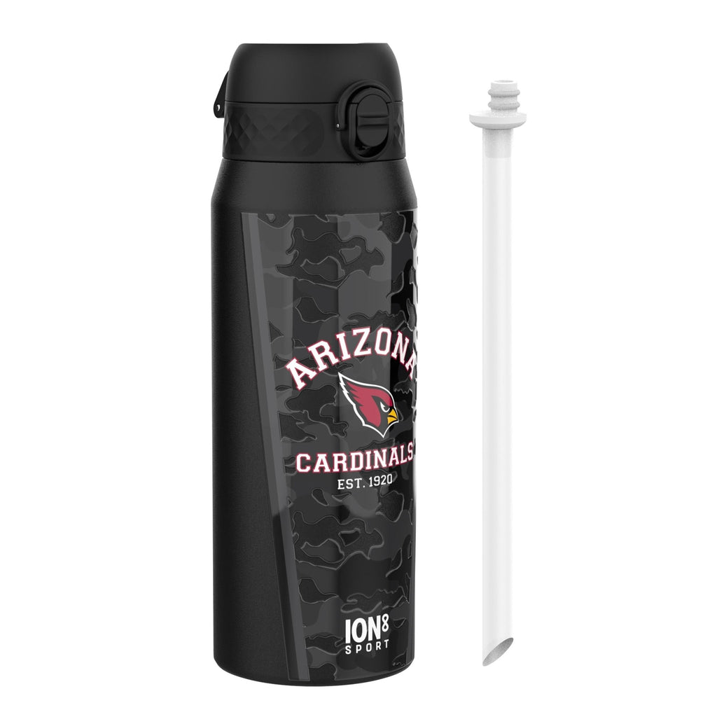ION8 NFL Cardinals insulated steel water bottle, 750ml (24oz), durable and leak-proof for sports and outdoor activities.