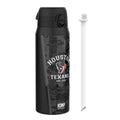Insulated steel water bottle by ION8 featuring Houston Texans NFL team logo, 750ml capacity, durable and leak-proof design.