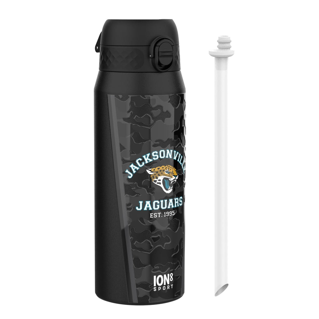 ION8 NFL Jaguars insulated steel water bottle, 750ml, with Jaguars logo and vibrant design for sports fans