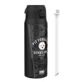 Steel NFL Steelers insulated water bottle by ION8, 750ml (24oz), with team logo and durable stainless steel design.