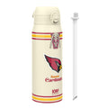 ION8 NFL Cardinals insulated steel water bottle, 750ml (24oz), durable outdoor water bottle with team logo and leak-proof design.
