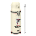 ION8 NFL Falcons insulated steel water bottle, 750ml, with team logo, durable design, and leak-proof lid.
