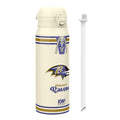 ION8 NFL Ravens insulated steel water bottle, 750ml, with team logo and design, perfect for keeping drinks cold or hot.
