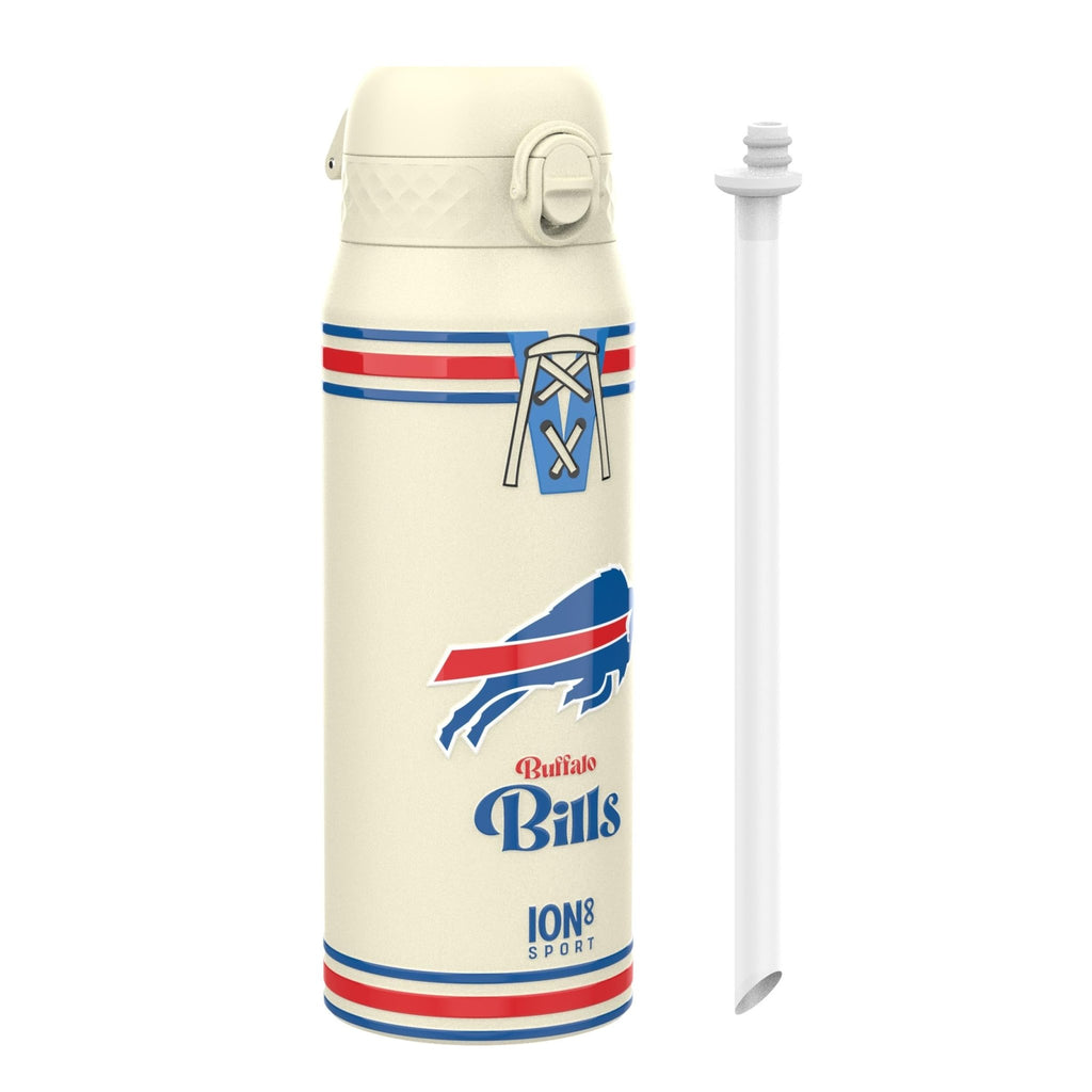 ION8 NFL Bills insulated steel water bottle, 750ml (24oz), durable design with team logo for fans and active use.