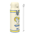 Ion8 NFL Rams insulated steel water bottle, 750ml (24oz), durable design with team logo and leak-proof cap.