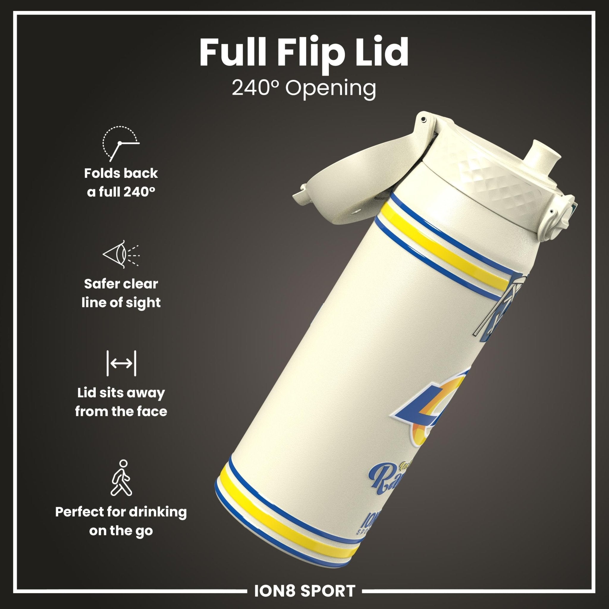 ION8 NFL Rams insulated steel water bottle, 750ml (24oz), durable and leak-proof for sports and outdoor activities