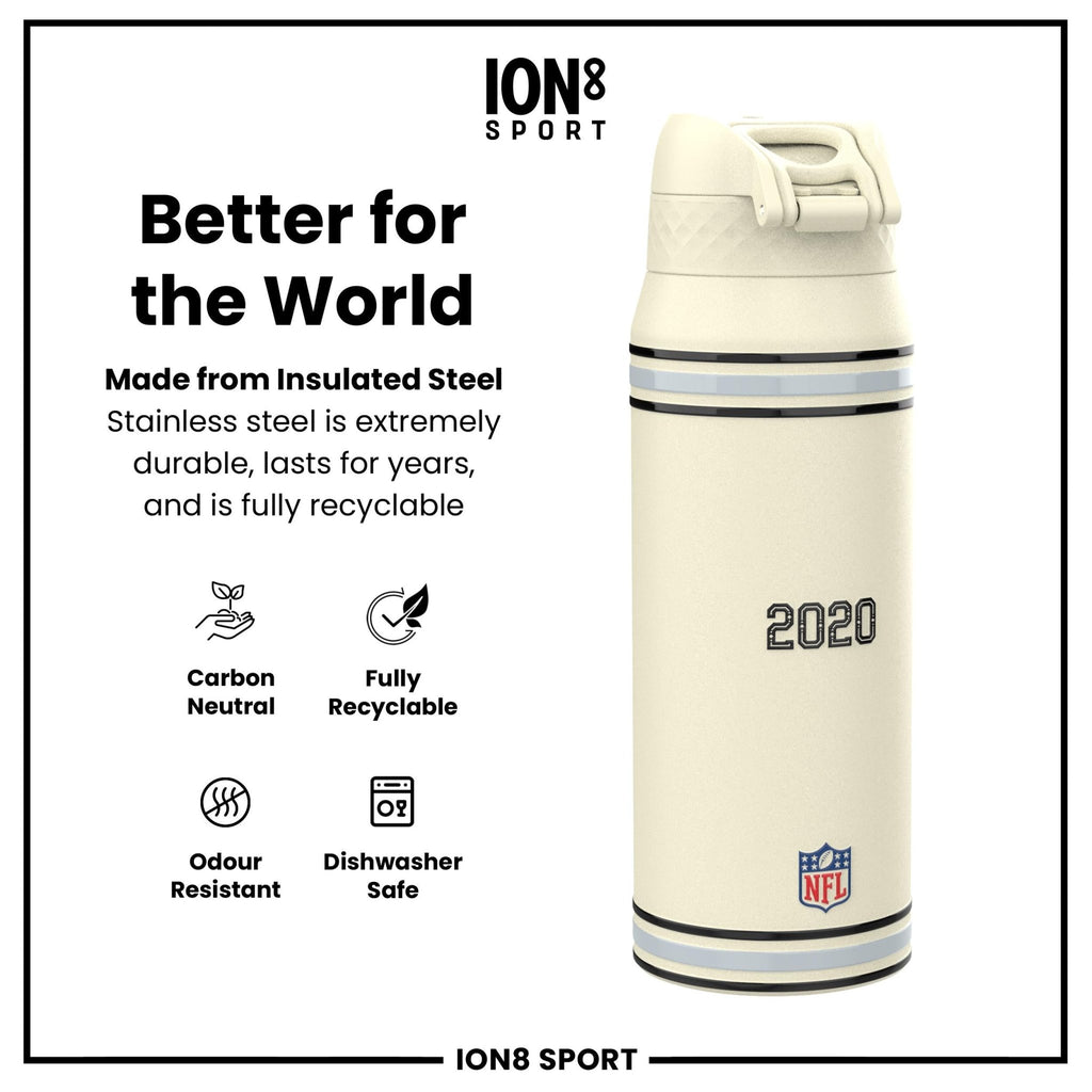 ION8 NFL Raiders insulated steel water bottle, 750ml, with team logo and leak-proof design, perfect for sports and outdoor use