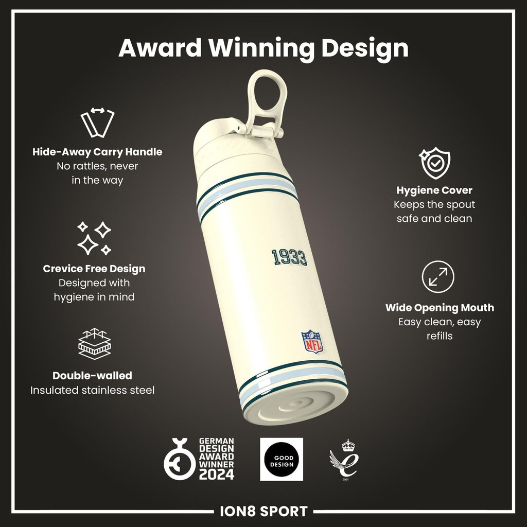 ION8 NFL Eagles insulated steel water bottle, 750ml, with team logo and durable design, perfect for staying hydrated on the go.