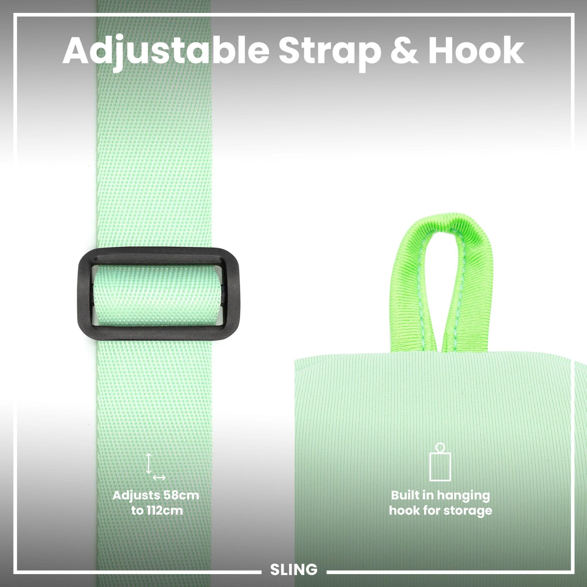 Green lightweight sling bottle bag by ION8 from Xtras & Add-Ons collection, designed for easy carrying of bottles.