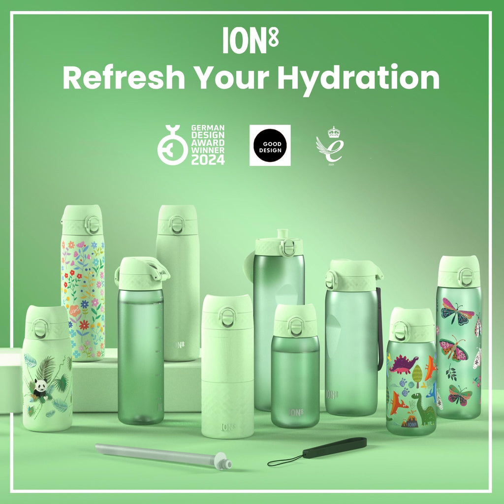 ION8 sling bag with bottle holder in green, shown with adjustable strap and compact design for convenient carrying.
