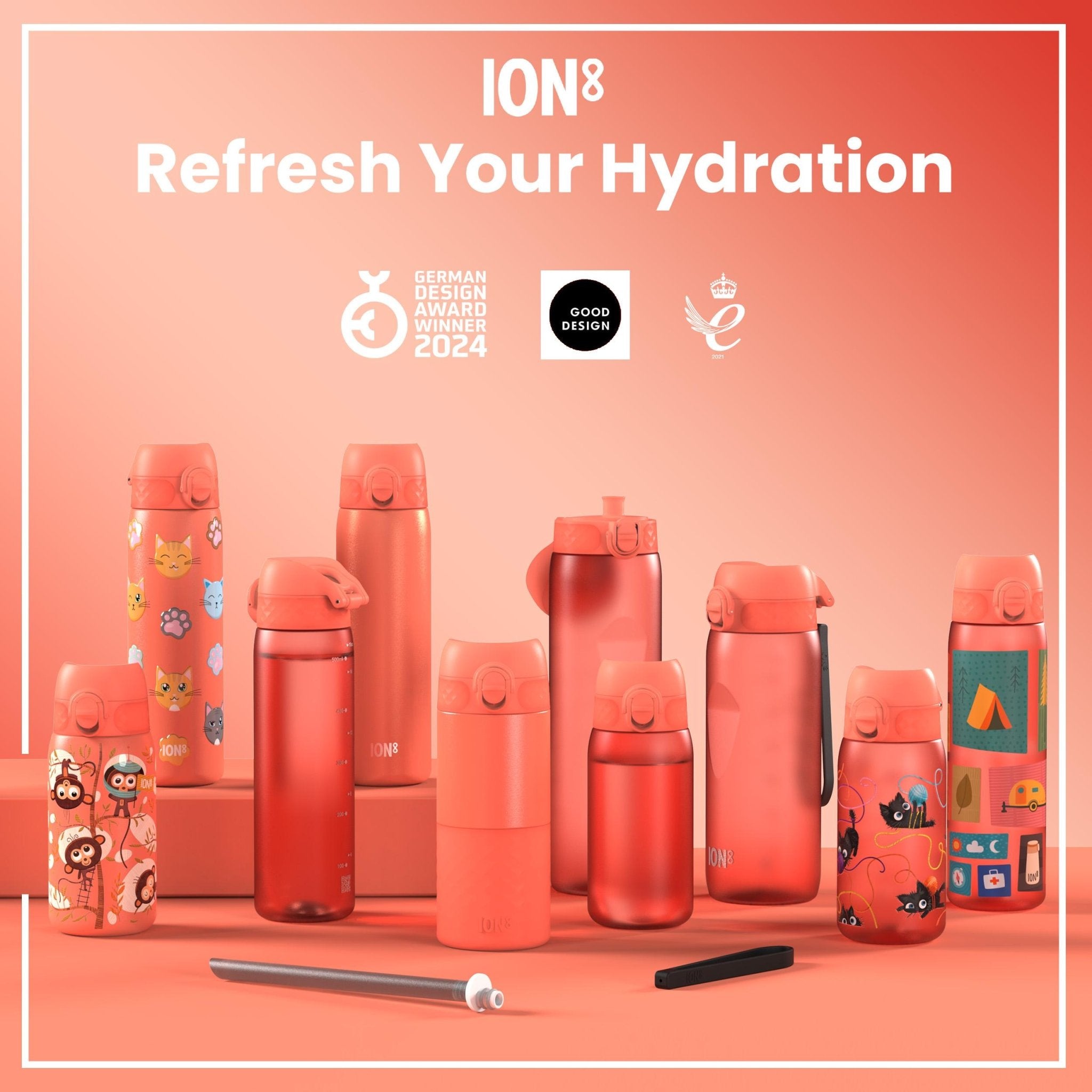 Coral lightweight sling bottle bag by ION8 from Xtras & Add-Ons collection, designed for carrying beverages comfortably.