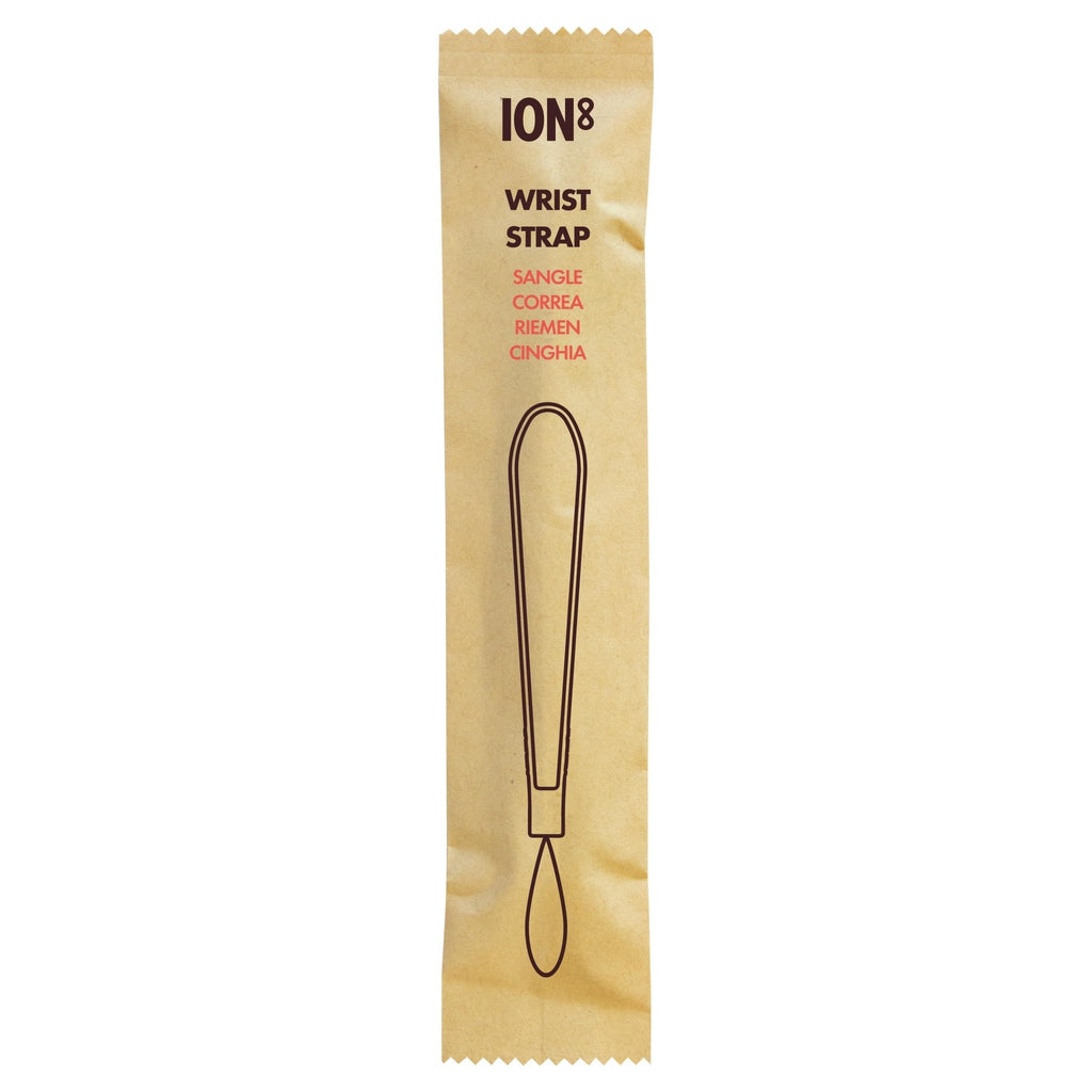 Black wrist strap add-on for ION8 bottles and mugs, featuring a strap handle for easy carrying and secure grip.