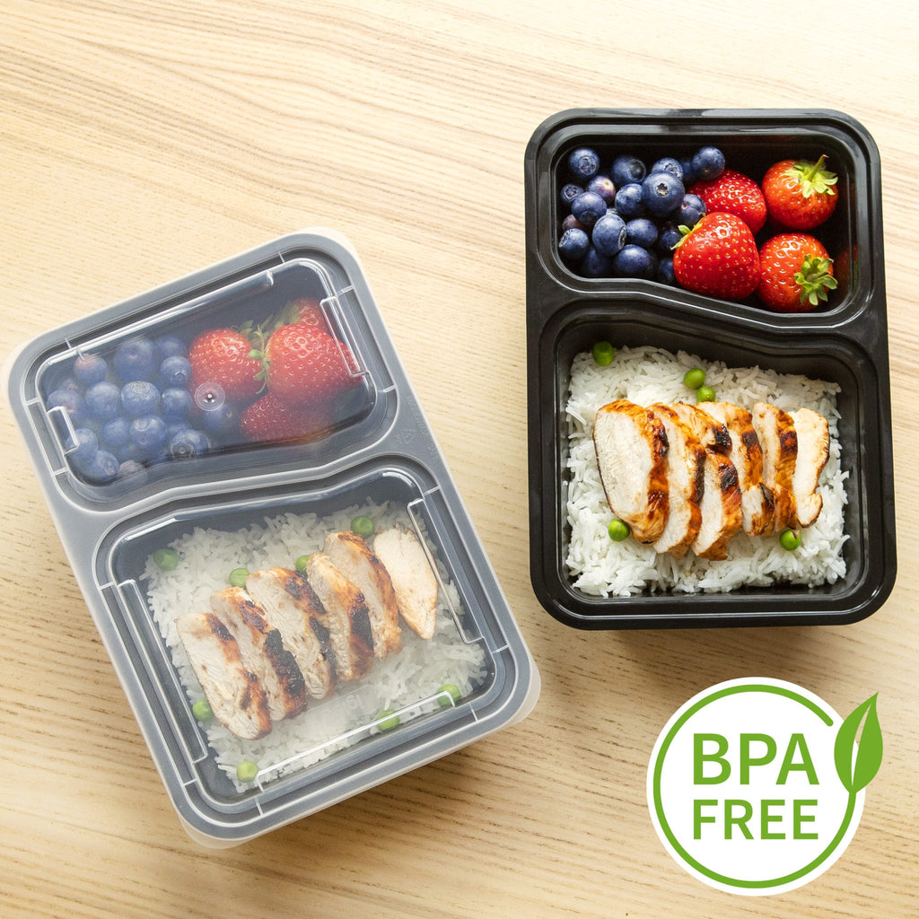 Igluu Meal Prep 2-compartment reusable containers with airtight lids, 887ml capacity, ideal for meal prep and food storage