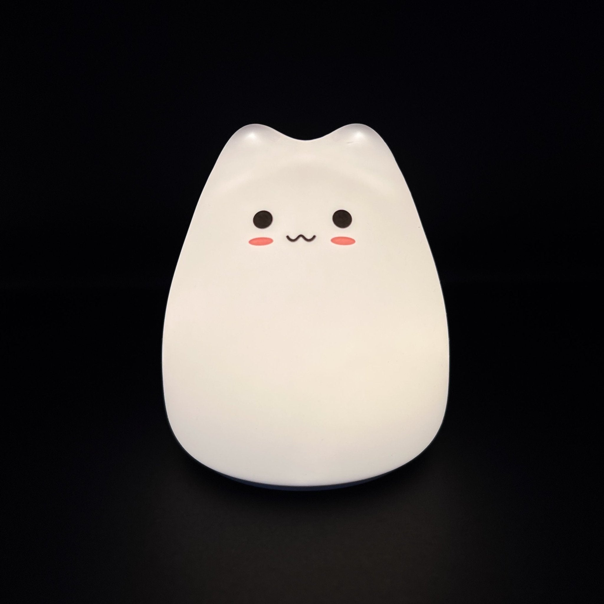 HikeWare silicone cat-shaped night light lamp emitting a soft glow, perfect for cozy bedroom or nursery lighting.