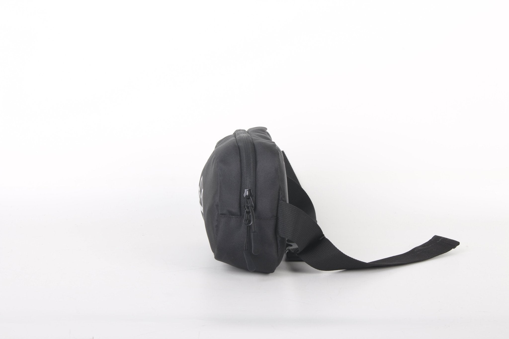 North Peak Ridge Bum Bag with adjustable strap and multiple compartments, shown in black and gray for outdoor use.