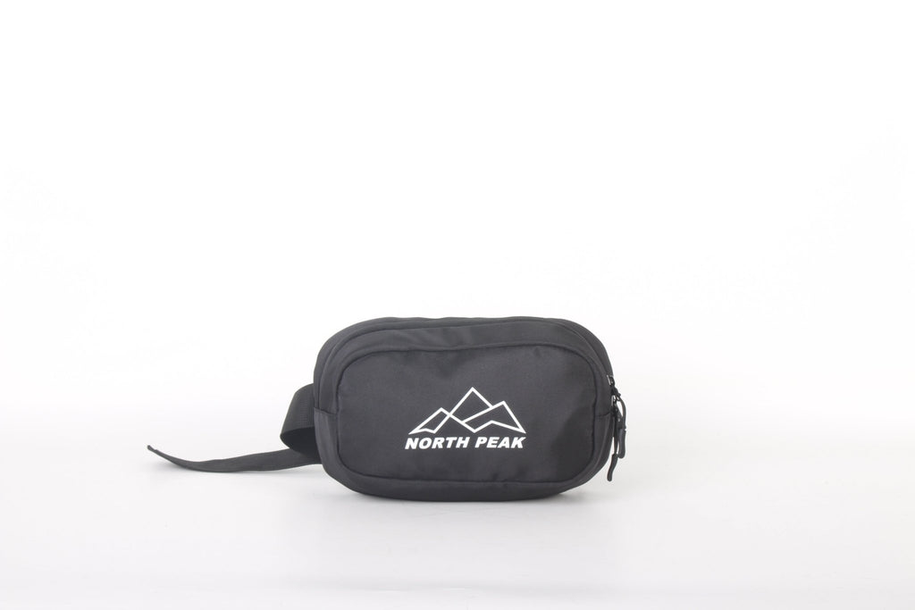 North Peak Ridge Bum Bag with adjustable strap and multiple compartments, made from durable material for outdoor use.