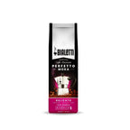 Bialetti Perfetto Moka stovetop coffee maker with black handle and stainless steel body, brewing Italian coffee.