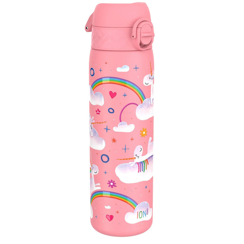 Ion8 leak-proof slim thermal steel water bottle with unicorn design, vacuum-insulated, 500ml insulated water bottle.