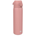 Ion8 leak-proof slim stainless steel water bottle in ash rose, 600ml (20oz) with a sleek design and secure lid.